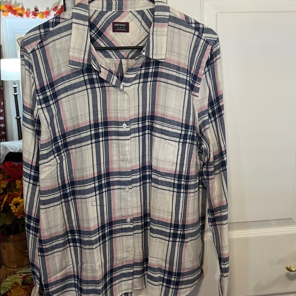 NEW SIZE 16 UNTUCKit Navy and Pink Plaid Shirt - Picture 2 of 4